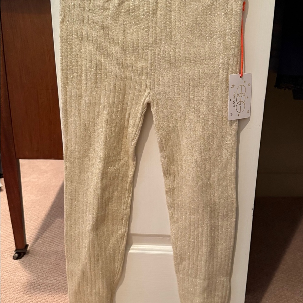 EGG New York NWT Cozy Cream and Gold Shimmer Kids Leggings